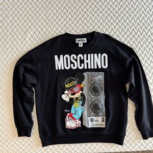 H&M and Moschino Black Crewneck Sweater with Mickey Graphic Design